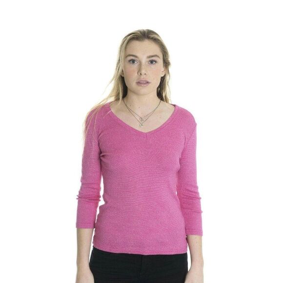 Feather Magenta Pink Shine V Neck Light Jersey M - Picture 1 of 2